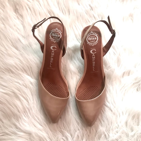 Jeffrey Campbell Estelle Slingback Pointy Patent Leather Nude Pumps Size 8.5 - Picture 5 of 9